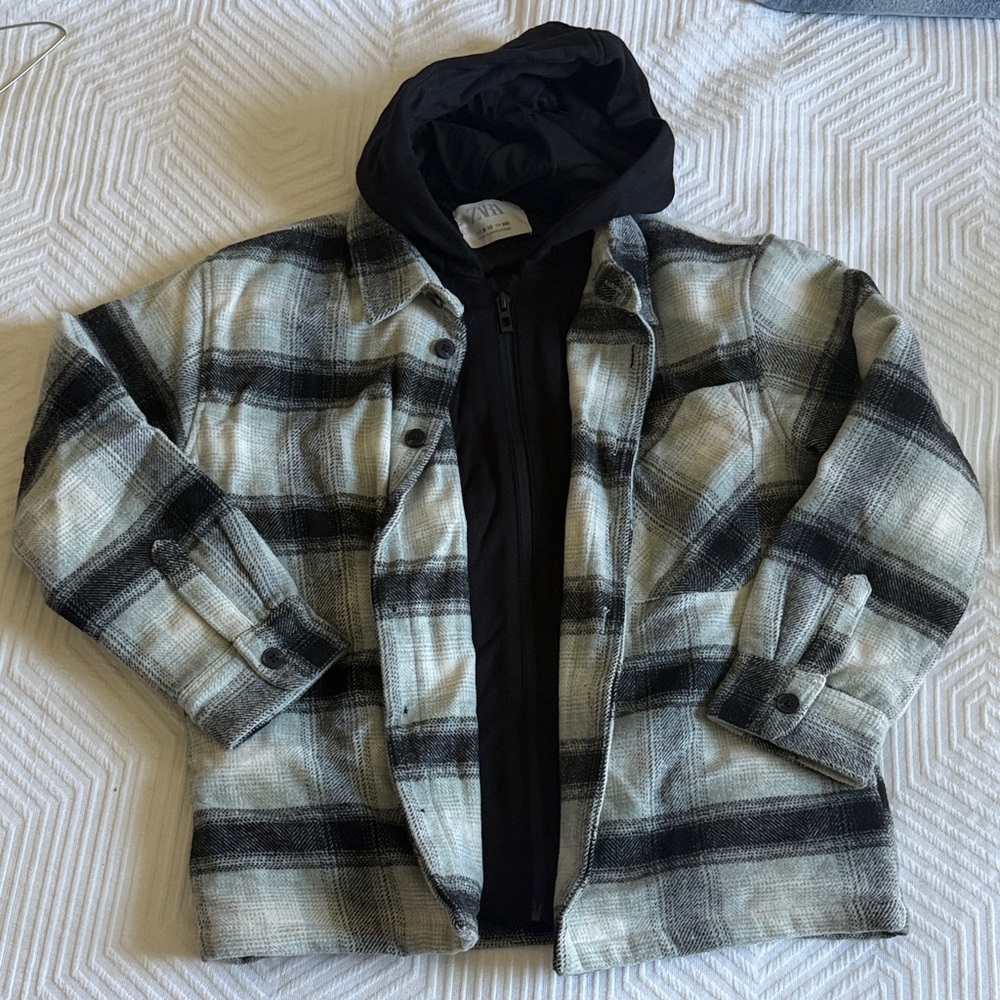 Zara BOYS Plaid Hooded Jacket
